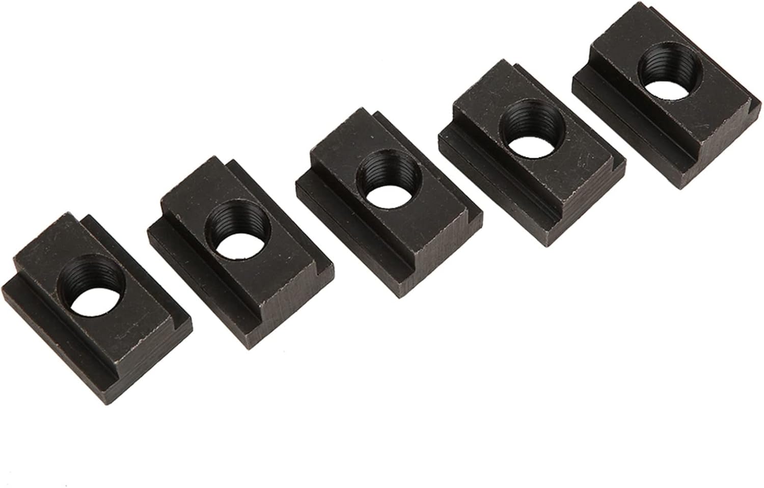 Hilitand T Slot Nuts Securely Fit Threads Into Machine Tool Tables for Clamping Fixtures, Made of Durable 45 Steel, Black Oxide Finish, Pack of 5