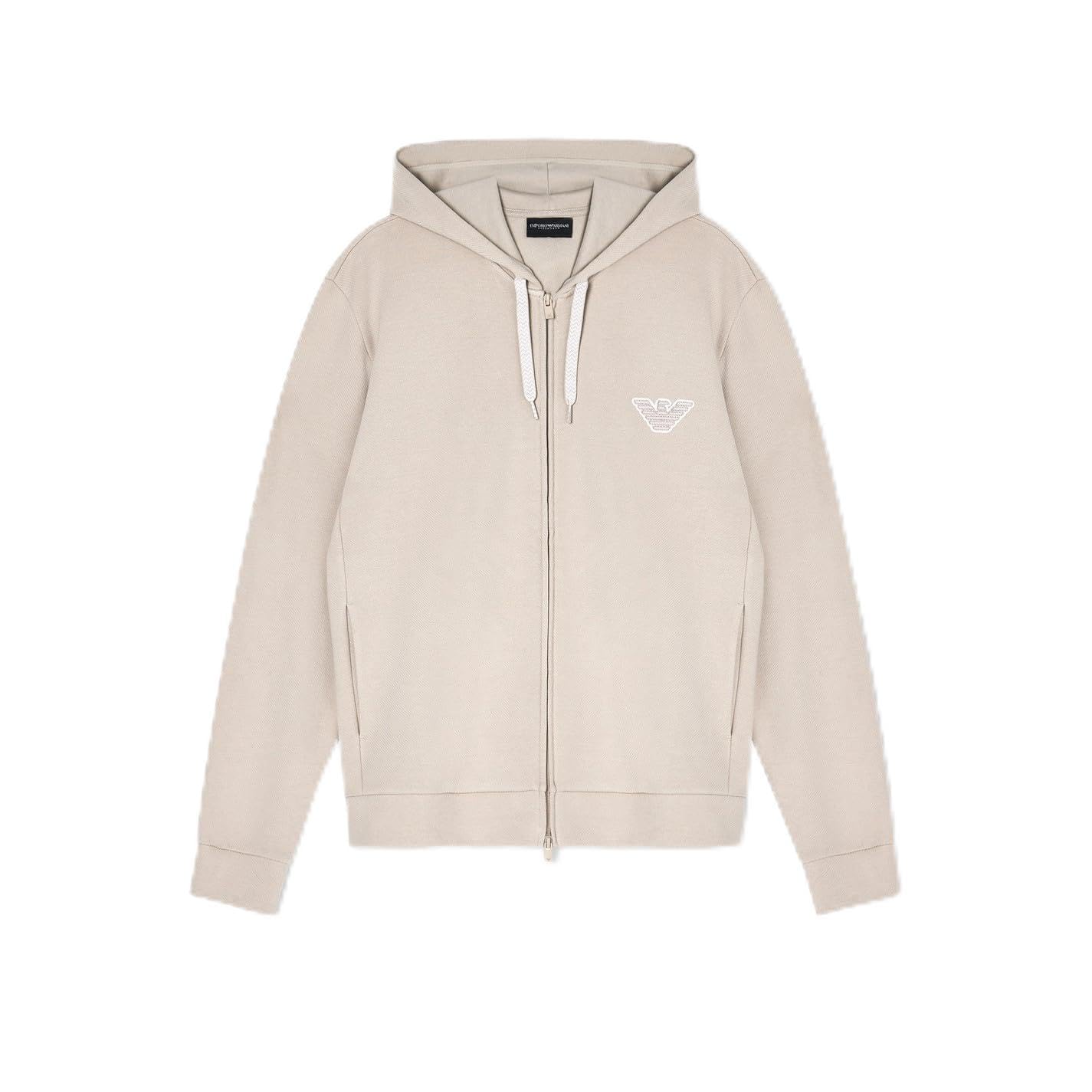 Emporio Armani Men's EAGLE PATCH HOODED ZIP SWEATSHIRT Beige XL