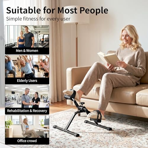 Image of Folding mini Exercise Bike Portable Pedal Exerciser Desk Bike with LCD Displays for Arms and Legs Low Impact Exercise (GRAY)