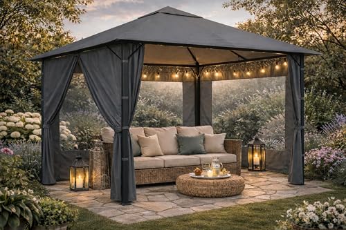 QUICK STAR Techo de Repuesto de 250 g, para jardín, cenador de 3 x 3 m, Gris RAL 7012 Antiguo - imagen 9