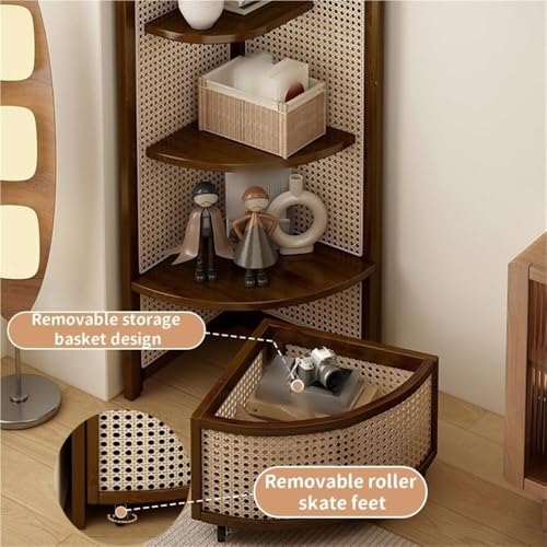 Mueble triangular de ratán estante esquinero multifuncional de 4 niveles 7