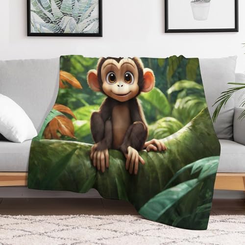 Couverture moelleuse singe pour salon et soirées cocooning