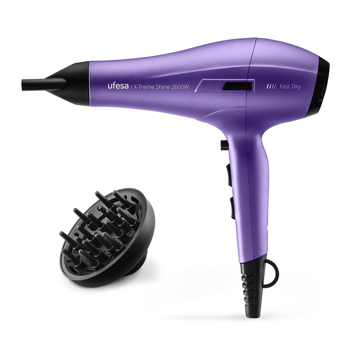 Ufesa Secador de Pelo Profesional 2600W Motor AC Tecnología Iónica Sin Encrespamiento Difusor Concentrador