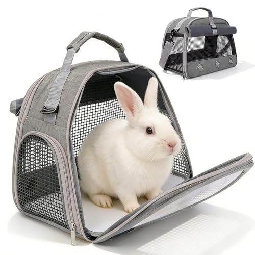 Kleine Haustier-Tragetasche, Kleintier Tragetasche, Faltbar Und Atmungsaktiv Kaninchen-Tragetasches Mit Stabilem Griff Für Hamster Igel Meerschweinchen Und Kleine Haustiere (Grau)