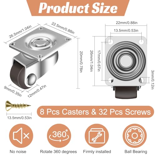 8 Stk Kleine Möbelrollen Lenkrollen 12mm Möbel Rollen 360 Grad Mini Rollen Für Möbel Universal Gummirollen Rutschfeste Transportrollen Universalrad Für Kleine Möbel Wischeimer Regal Aufbewahrungsbox