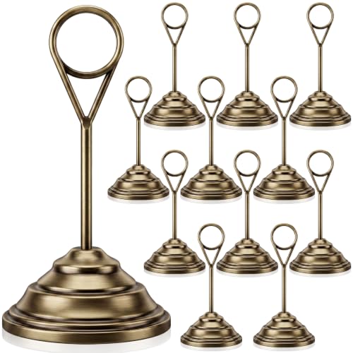 Image of 12 Pcs Table Number Holders-Metal Place Card Holders Table Number Stands Tabletop Sign Stands for Photos, Menu, Memo, Notes, Wedding, Restaurant, Banquet, Birthday(2.4 inch X 4.3 inch,Bronze)