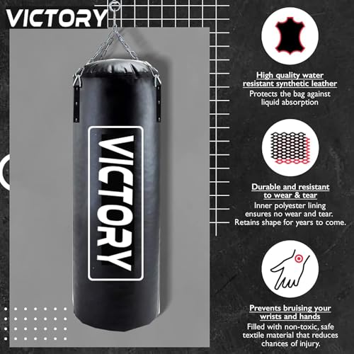 Victory 3 Feet Black Synthetic Leather Boxing Punching Bag - Image 6