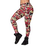 Zumba Fitness Wide Waistband Workout Athletic Print Capri Booty Shaping Womens Pants Activewear Compression Leggings for Women Yellow