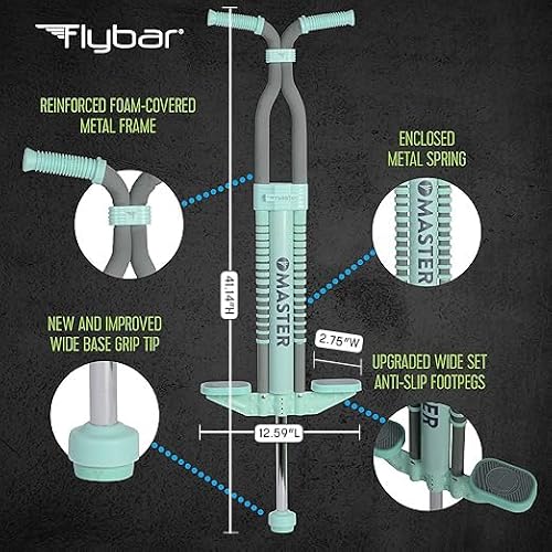 Flybar Master Pogo Stick for Kids Ages 9+, 80–160 lbs – Easy Grip Handles – Active Exercise Toy for Tweens & Teens – Outdoor Toy with Non-Slip Foot Pegs for Boys and Girls – No Assembly Needed