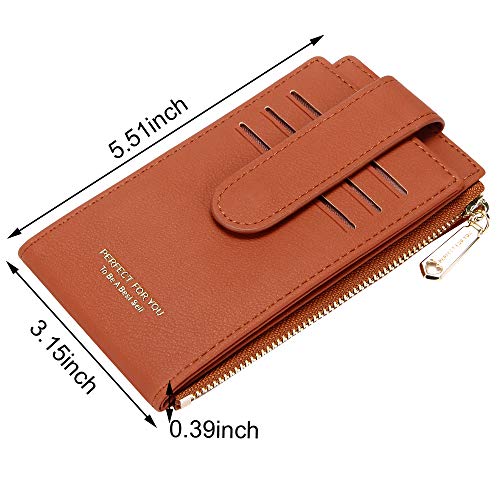 Image of Badiya Slim Women Wallet RFID Blocking Bifold Compact 9 Card Slots Holder Wallets Soft Leather with Zipper Coin Pocket 2 ID Window