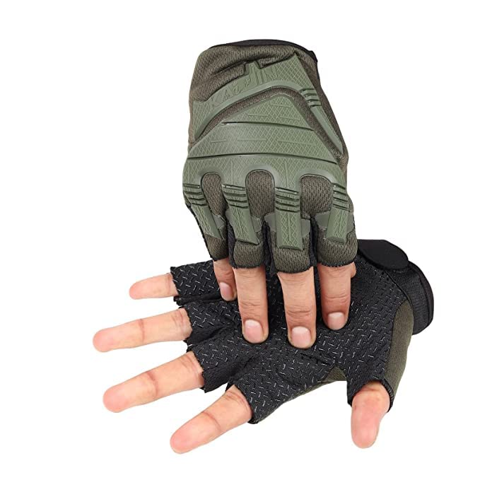 ZaySoo Mesh Gym Gloves for Professional Weightlifting, Fitness Training and Workout | with Half-Finger Length, Wrist Wrap for Protection | and Tactical Thumb Green-image-38