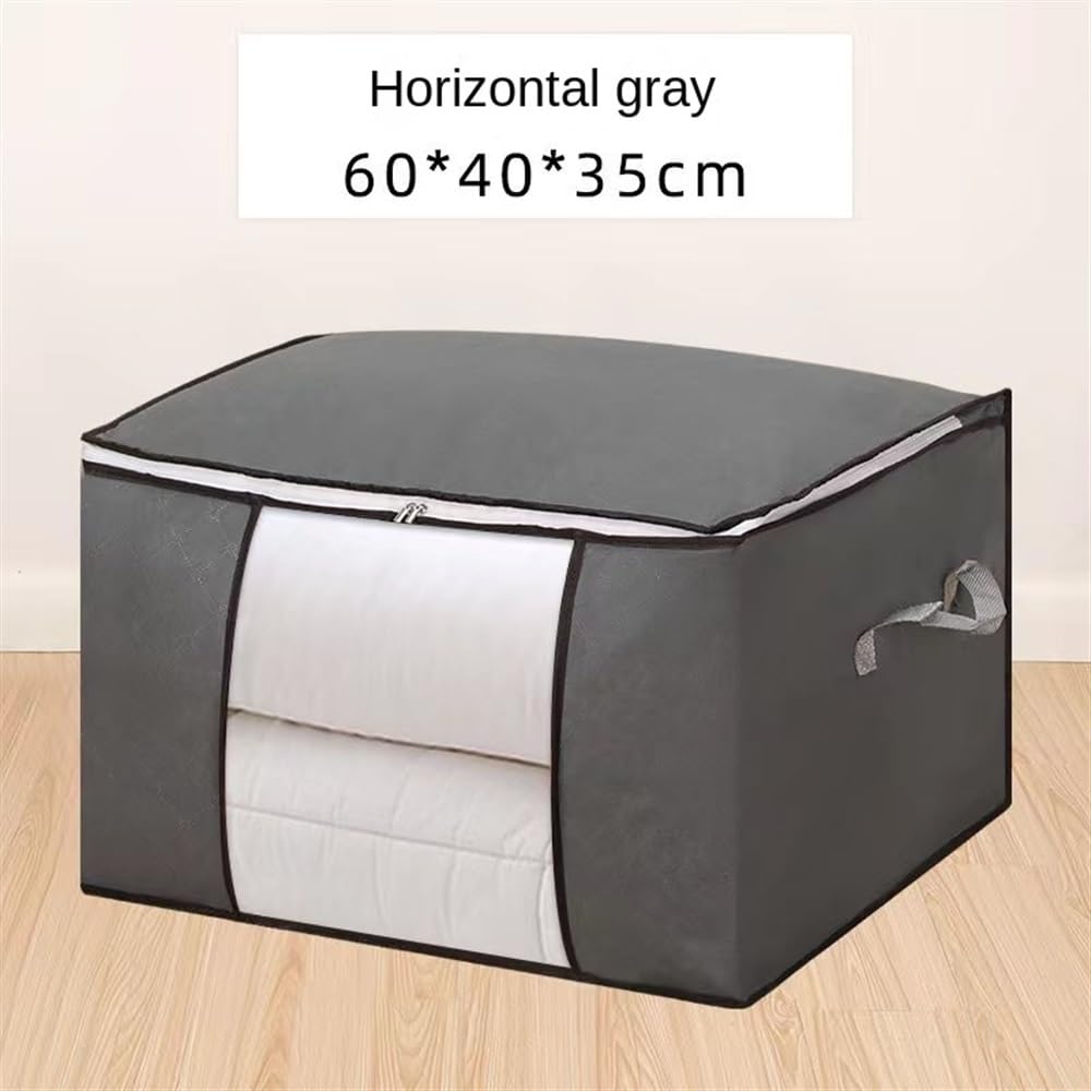 Contenedores de almacenamiento de ropa, organizadores de armario, contenedores de almacenamiento con asas duraderas, tela gruesa para ropa, manta (gris, 60 x 40 x 35 cm)