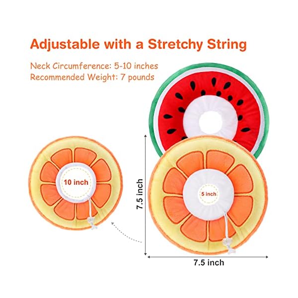 Frienda 2 pieces adjustable cat cone collar soft cat recovery collar cute cat elizabethan collars pet neck cone for kitten and small dogs, orange and watermelon - image 3