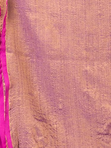 Image of Women's Tissue Cotton Saree | Plain Lightweight Tassel Pallu Saree with Blouse
