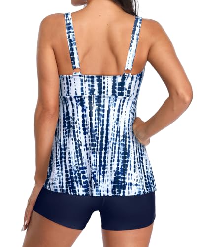 Image of Yonique Women 2 Piece Flowy Tankini Swimsuits with Boyshorts V Neck Swim Tank Tops Bathing Suits Modest Swimwear