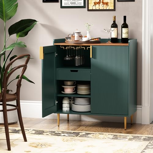 Armadietto per vino con scaffalature per 9 bottiglie, armadietto da bar moderno con mobile bancone caffè, mobile per alcolici con portabottiglie in legno, credenza buffet per cucina, sala da - immagine 4