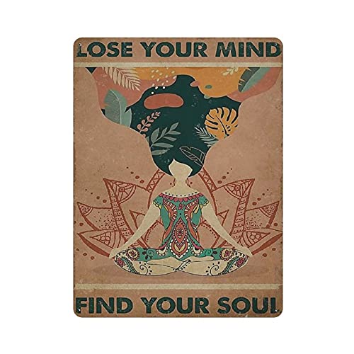 GQWJKSZ Placa de metal vertical con texto en inglés Yoga Your Soul para colgar en hierro, pintura retro para el hogar, cocina, jardín, garaje, decoración de pared, 16.0 x 12.0 in