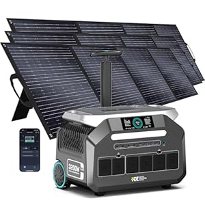 IEE 3200W Portable Power Station P3200 with 3x200W Solar Panel, 2048Wh Solar Generator, 1800W AC Charging, AC Outlets x 4, LiFePO4 Battery Power Station for Home Backup, Camping, RV, Emergency