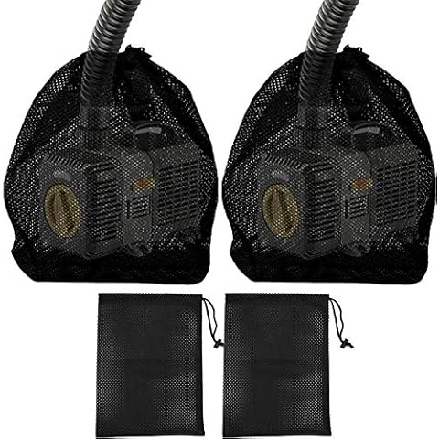 DSHE Pond Pump Mesh Bag 2 Packs 12.2"x 15.9" Pump Barrier Bag with Drawstring, Black Swimming Pool Bags for Pond Biofilters, Aquarium Filtration (12.2"x 15.9") Cover