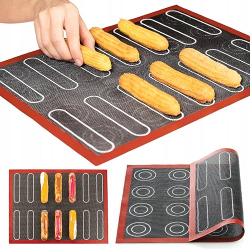 2 Pièces Tapis Macarons Patisserie, Tapis de Cuisson Silicone pour Four, Tapis Silicone Patisserie, Double Face, Antiadhésifs, Résistants à la Chaleur et...