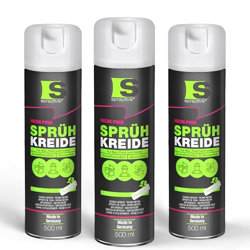 Spraytive 3 x 500ml Sprühkreide neon-pink - Abwaschbare leuchtende Kreidefarbe, Outdoor Kreidespray, Bodenmarkierung, Temporäres Markierungsspray, Farbspray für Asphalt, Gras, Beton Spraytive 3 x 500ml Sprühkreide neon-pink - Abwaschbare leuchtende Kreidefarbe, Outdoor Kreidespray, Bodenmarkierung, Temporäres Markierungsspray, Farbspray für Asphalt, Gras, Beton