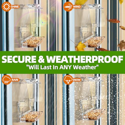 Image of WENMIXER Window Bird Feeder with Non-Marking Self-Adhesive Hooks