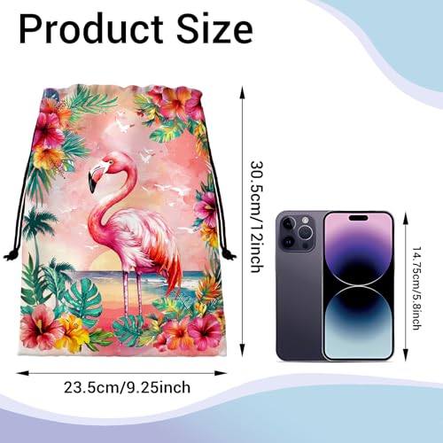 Image of Pink Bird Beach Grip Bag for Gymnast Drawstring Athlete String Bag for Travel