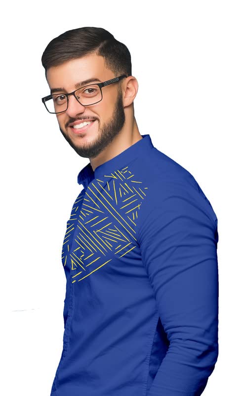 Image of SARAAI Men's Cotton Blend Full Sleeve Slim Fit Shirt|Stylish Casual Wear Shirt for Mens