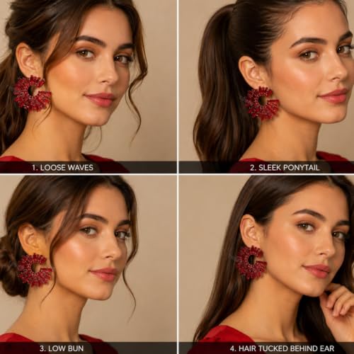 Image of Young & Forever Gift Fashion Jewellery Gold and Silver Plated Cubic Zirconia Diamond Hoop Earrings Sparkling Hypoallergenic Hoops Earrings for Women & Girls