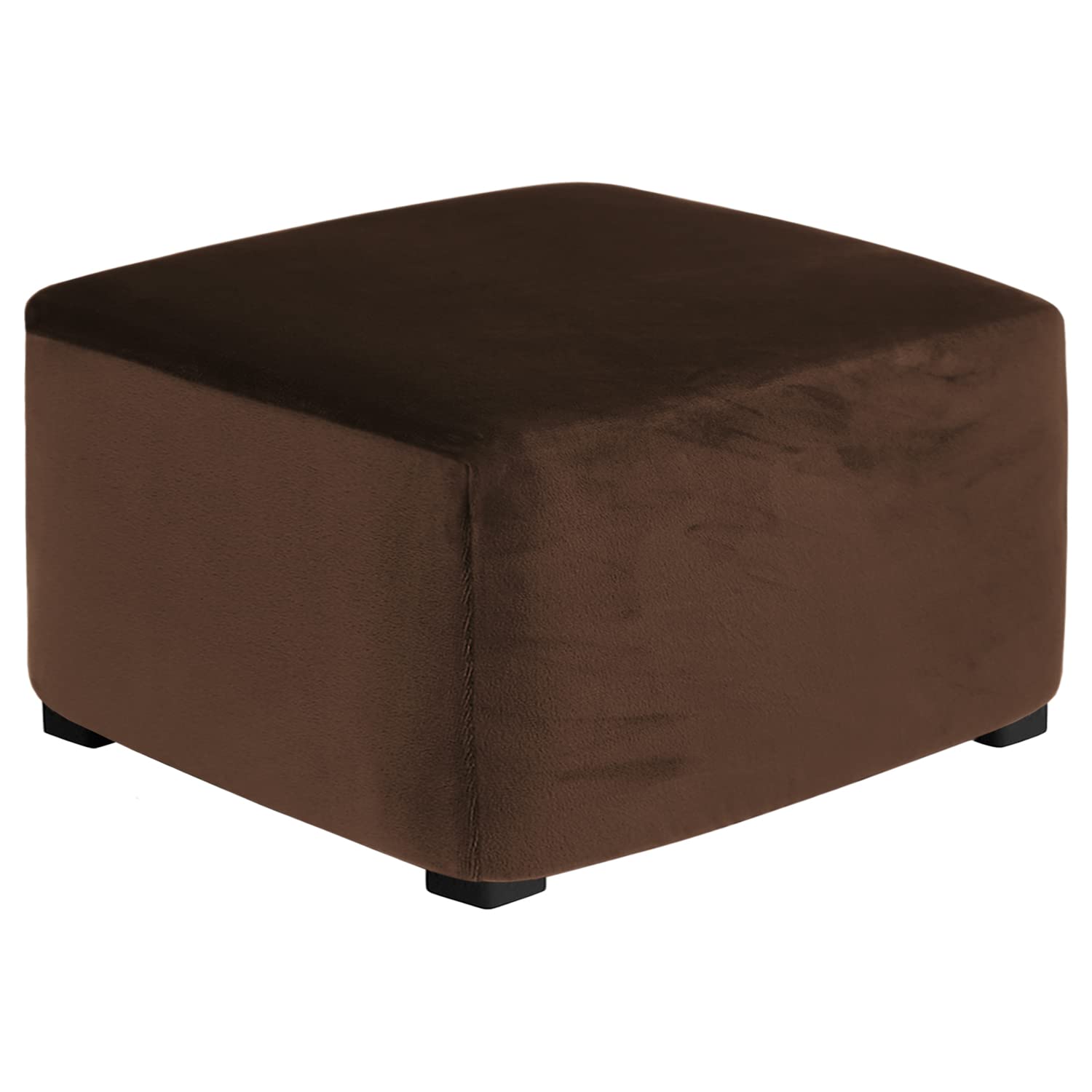 MikiUp Velvet Stretch Ottoman Cover Square Footstool Slipcover Soft