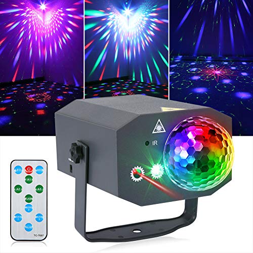 Litake Party Lights + Disco Ball 2 in 1 Dj Disco Stage Lights LED Projector Strobe Light, Sound Activated with Remote for Party Birthday Wedding Dance Club Holiday Show Home Karaoke Decor