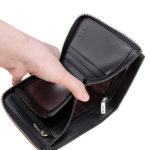 LAORENTOU Genuine Leather Wallets for Men, RFID Blocking, Multi Card Holder Slim Mens Wallet with Zipper Coin Purse, Bifold Wallet for Man, Boys, Teens4