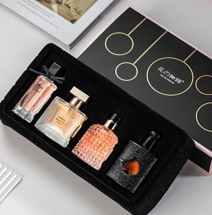 Women's Perfume Set: 4 Floral and Fruity Fragrances in a Gift Box, 105(25ml x3 +30ml) ml Total (3.5oz). Perfect for Gifting or Personal use, Elegant and Timeless Scents for any Accasions