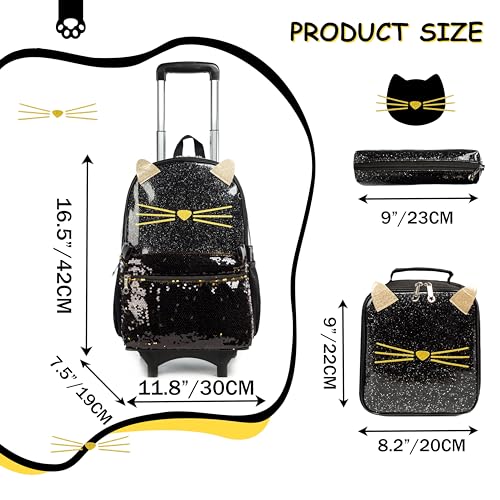 Mochila com rodinhas Meetbelify para meninas, mochila escolar infantil