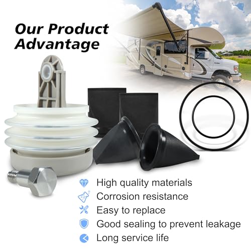 Image of Fits for Dometic Sealand 385230980 Pump Bellow Kit, 385310076 Duckbill Valve (4 Pack) and 385310151 O-Ring (2 Pack) Replace for S, T, J series Vacuum Pump for RV and Boat Toilet Vacuum Pump System