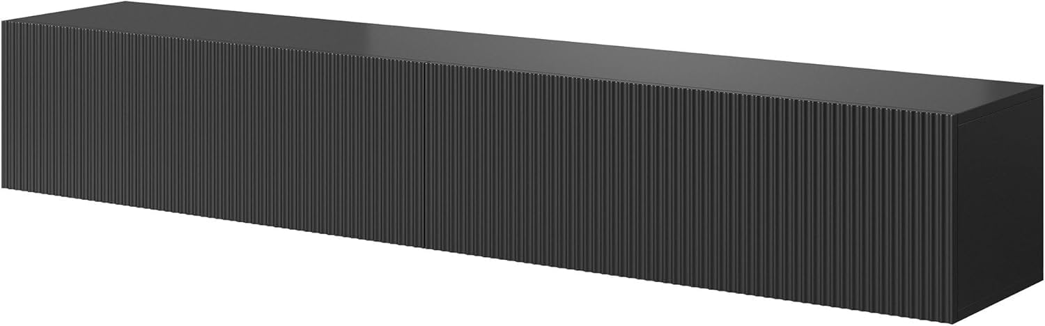 scaffale tv muro 175 cm faccia sospesa nero veldio