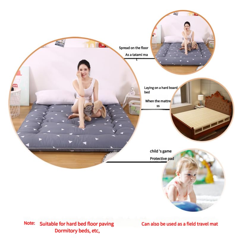 Colchón de futón japonés – Colchón tatami plegable grueso de tamaño individual, almohadilla de dormir acolchada enrollable, futón portátil para sala de estar, dormitorio, cama de invitados