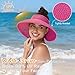 Sun Hats Visor for Women, UV UPF Straw Beach Hat Foldable Wide Brim Ponytail Summer Hats Packable Travel (Bowknot Rose)