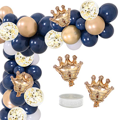 Preisvergleich Produktbild Marineblau Ballon Garland Arch Kit Party Dekoration Lieferungen für Jungen Royal Prince Baby Shower Geburtstag Abschlussfeier mit Mini Kronen