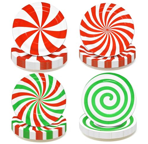 Gift Boutique 60 Pack Christmas Candy Paper Plates Peppermint Disposable Dinner Plates 9 Inch Red Green Holiday Serving Plates for Xmas Party Supplies Tableware Decoration Gift Boutique 60 Pack Christmas Candy Paper Plates Peppermint Disposable Dinner Plates 9 Inch Red Green Holiday Serving Plates for Xmas Party Supplies Tableware Decoration