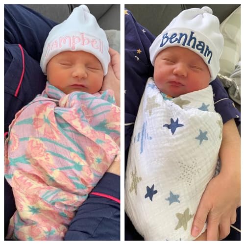 Personalized Newborn Hospital Baby Newborn Hats 3PC Set Knot Beanie Hats Soft for Infant Baby Girls Boys Caps 0-6 Months3