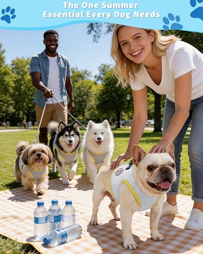Chaleco de enfriamiento para perros grandes con bolsas de hielo ajustables de malla 8