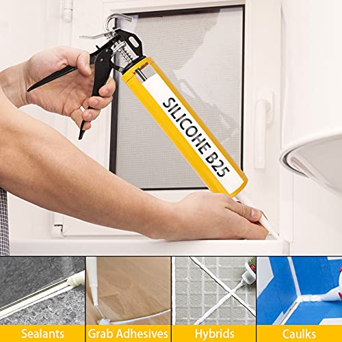 Caulking Tool Kit and Gun Achort Hand Caulking Gun for Bathroom Kitchen and Frames Manual Epoxy Applicator Gun 300ML Silicone with 4PCS Sealant Finishing Tool Grout Scraper Trimming Set - Afbeelding 6