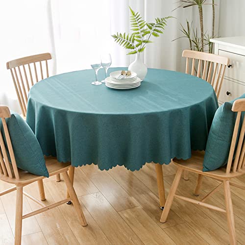 Image of Jeloris Round Waterproof Tablecloth Spill-Proof and Stain Resistant Table Cloth Wrinkle Free Washable Decorative Fabric Table Cover for Kitchen, Dining, Parties, Buffet, Wedding(55 inch, Teal)