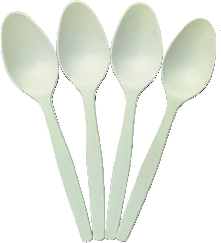 Biodegradable Cornstarch Spoons, 160 mm, Natural White, Pack of 50