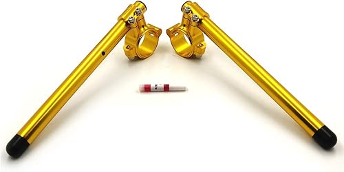 Miniatura 5 de Par elevador manillar 1.772 in tubo Clip-ons Manillares Abrazadera Oro Compatible con Cafe Racer Harley