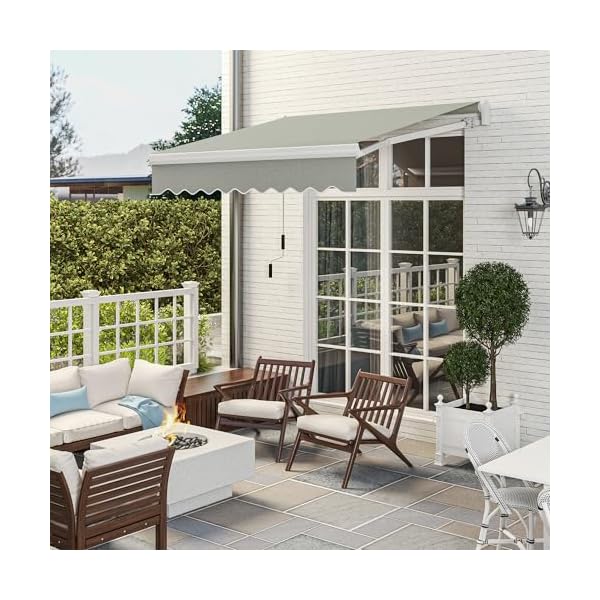 Outsunny 8 x 7 patio retractable awning manual exterior sun shade deck window cover gray  urban country home decor