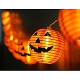 WmBetter Pumpkin String Lights Detachable Polyester Halloween Pumpkin Lanterns with 10 LED lights for Halloween Decoration