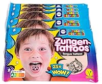 Küchle Zungen-Tattoos – Kinder-Oblaten – Knabber-Esspapier – Süßigkeiten Kindergeburtstag – 5 x 25 Tattoos – 5 x 11g