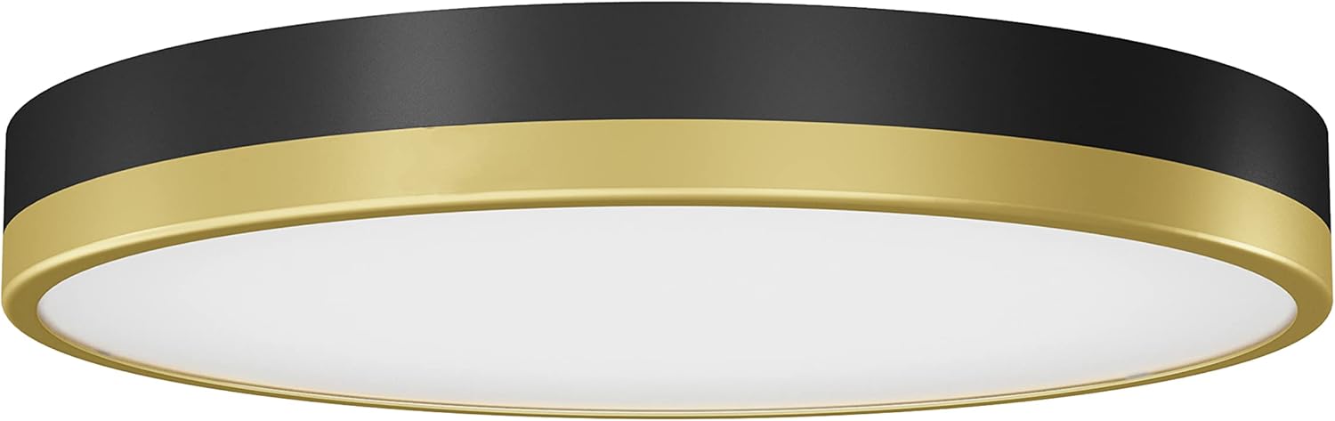 Artika Kent LED-Integrated Flushmount Ceiling Light Fixture, Black and Gold